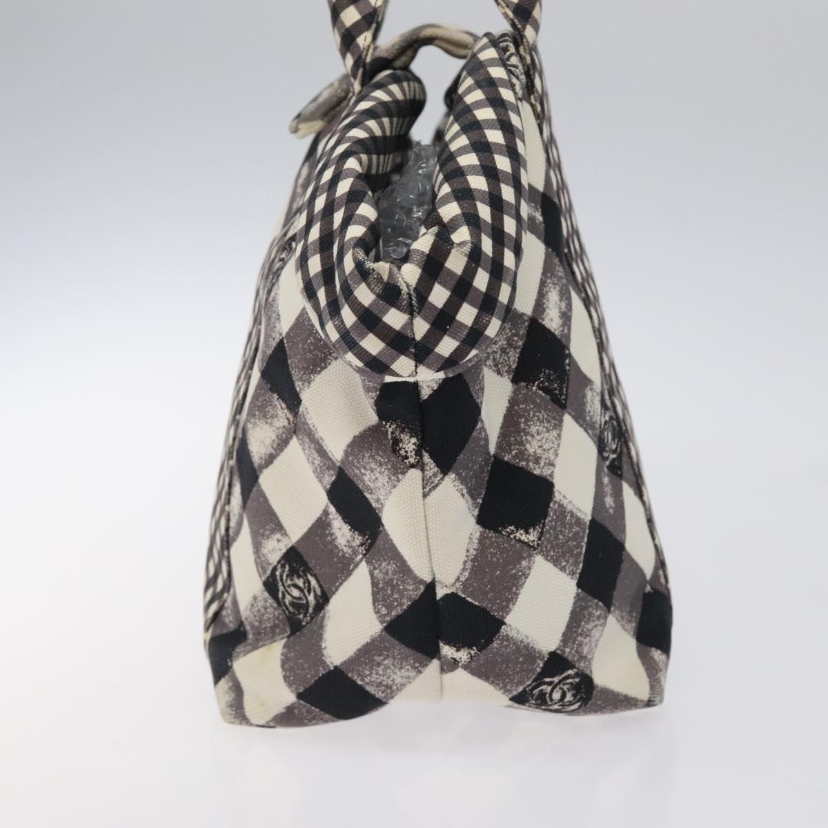 Chanel Top Handle Satchel Gingham Print Canvas, BLACK, CANVAS, Handbag