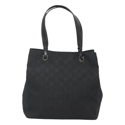 Salvatore Ferragamo Gancini Tote Canvas, BLACK, CANVAS, Tote bag