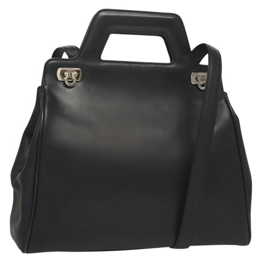 Salvatore Ferragamo Soft W Tote Leather, BLACK, LEATHER, Tote bag