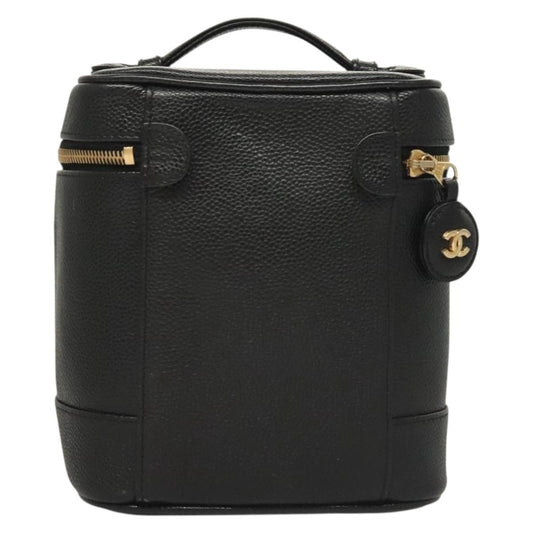 Chanel Vanity pouch Leather, BLACK, LEATHER, Toiletry Case