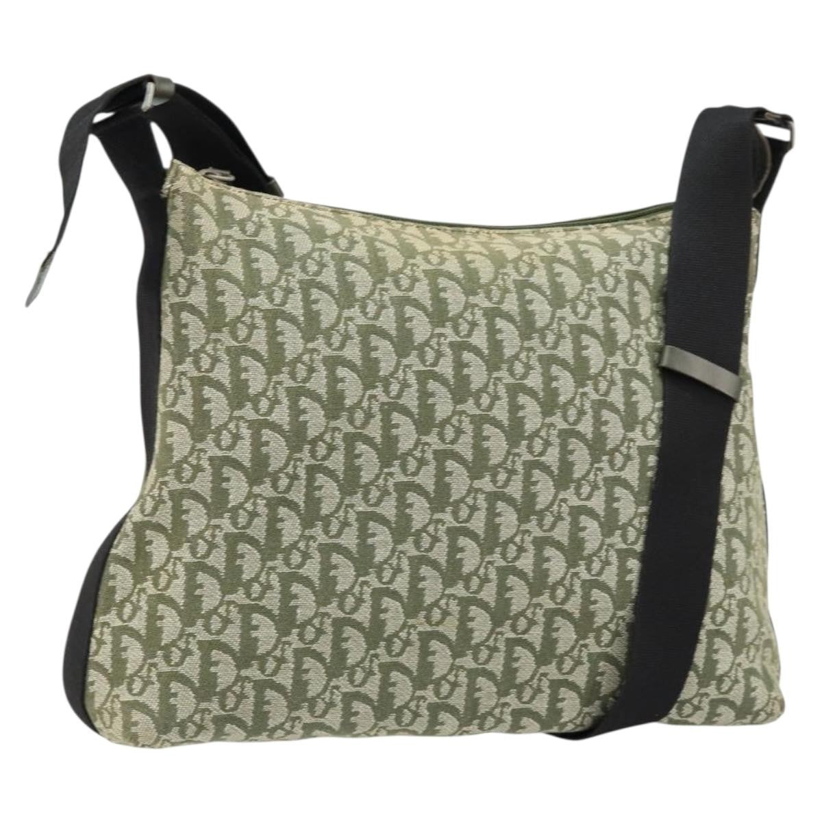 Christian Dior Vintage Trotter Shoulder Bag Canvas, GREEN, CANVAS, Shoulder bag