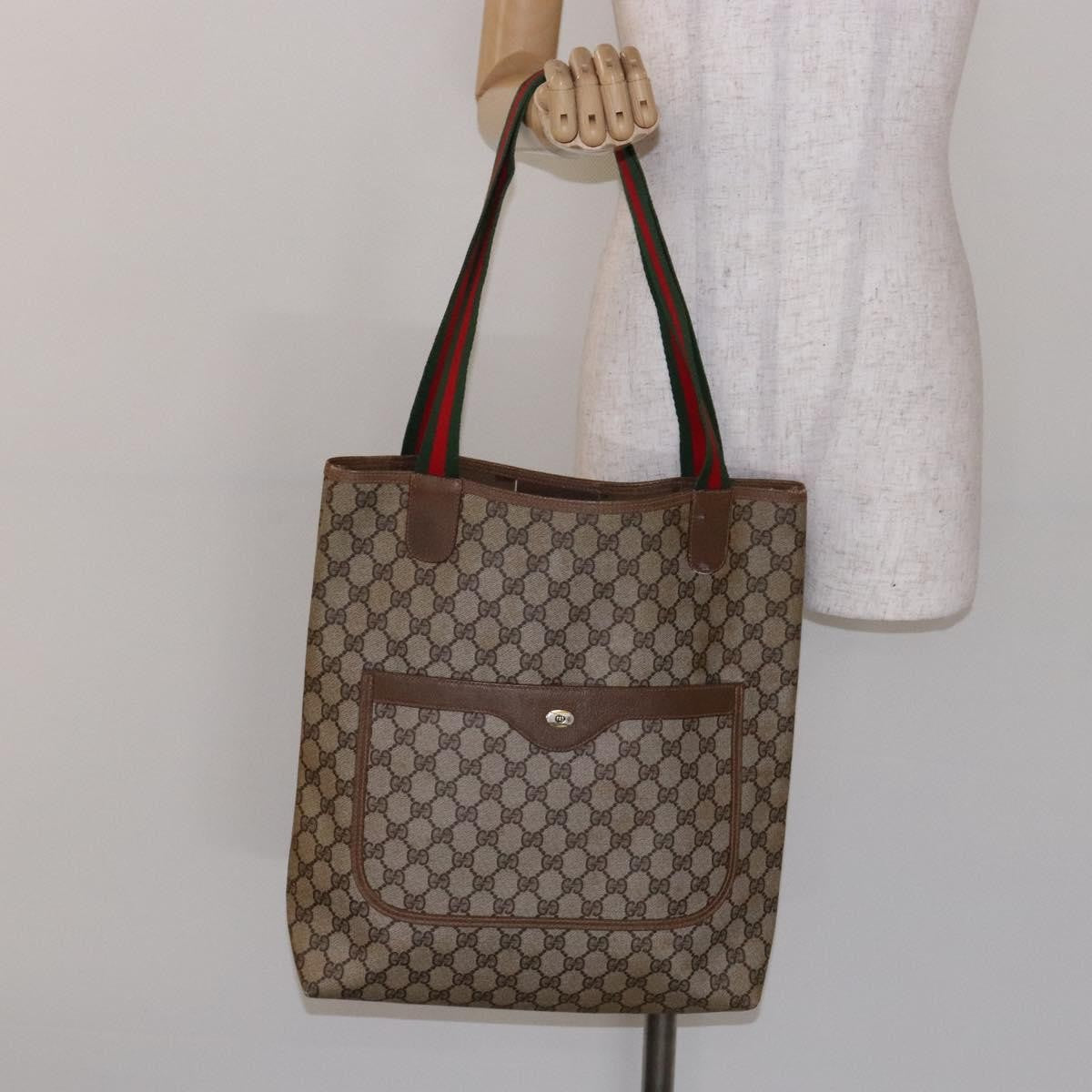 Gucci Ophidia Front Pocket Shopper Tote GG Coated Canvas, Beige, Canvas, Tote Bag
