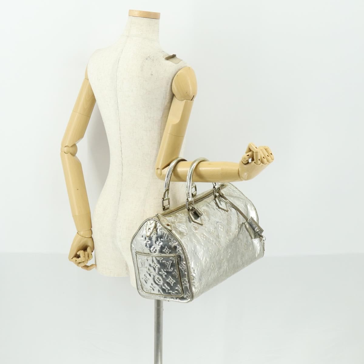 Louis Vuitton Speedy Handbag Monogram Vernis, SILVER, PATENT_LEATHER, Handbag