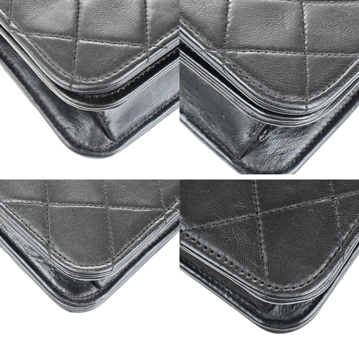 Chanel Wallet on Chain Stitched Leather, BLACK, LEATHER, Clutche & pouche