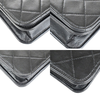Chanel Wallet on Chain Stitched Leather, BLACK, LEATHER, Clutche & pouche