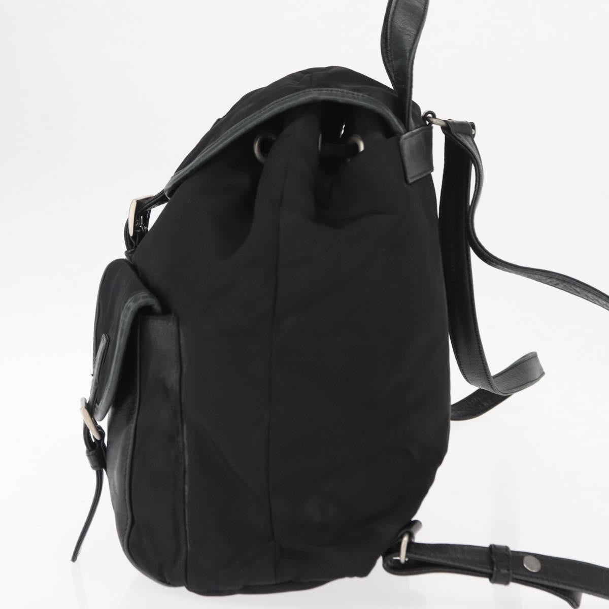 Prada Vela Double Front Pocket Backpack Tessuto with Saffiano Leather, BLACK, NYLON, Backpack