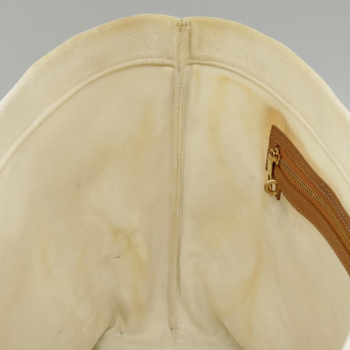 Celine Horizontal Cabas Tote Canvas with Leather, WHITE, CANVAS, Tote bag