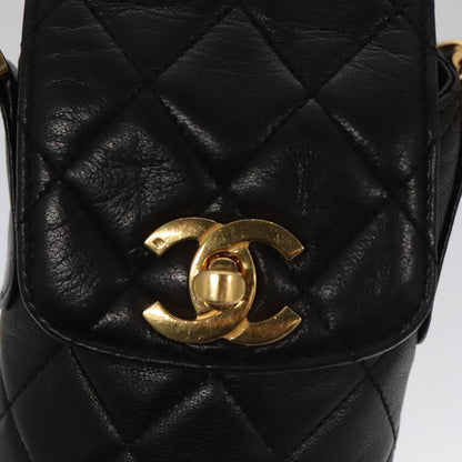 Chanel CC Phone Pouch with Chain Quilted Lambskin, BLACK, LEATHER, Crossbody bag