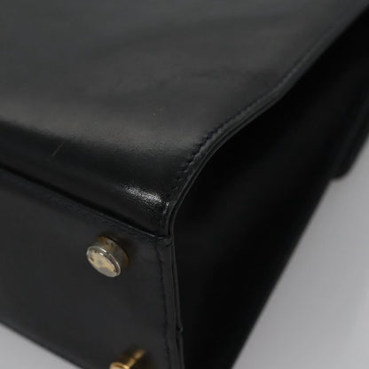 Salvatore Ferragamo Gancini handbag Leather, BLACK, LEATHER, Handbag