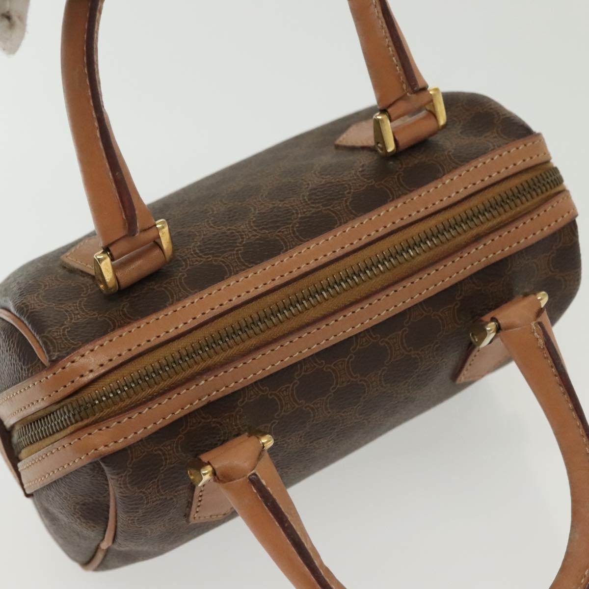 Celine Macadam Handbag Macadam with leather, BROWN, CANVAS, Handbag