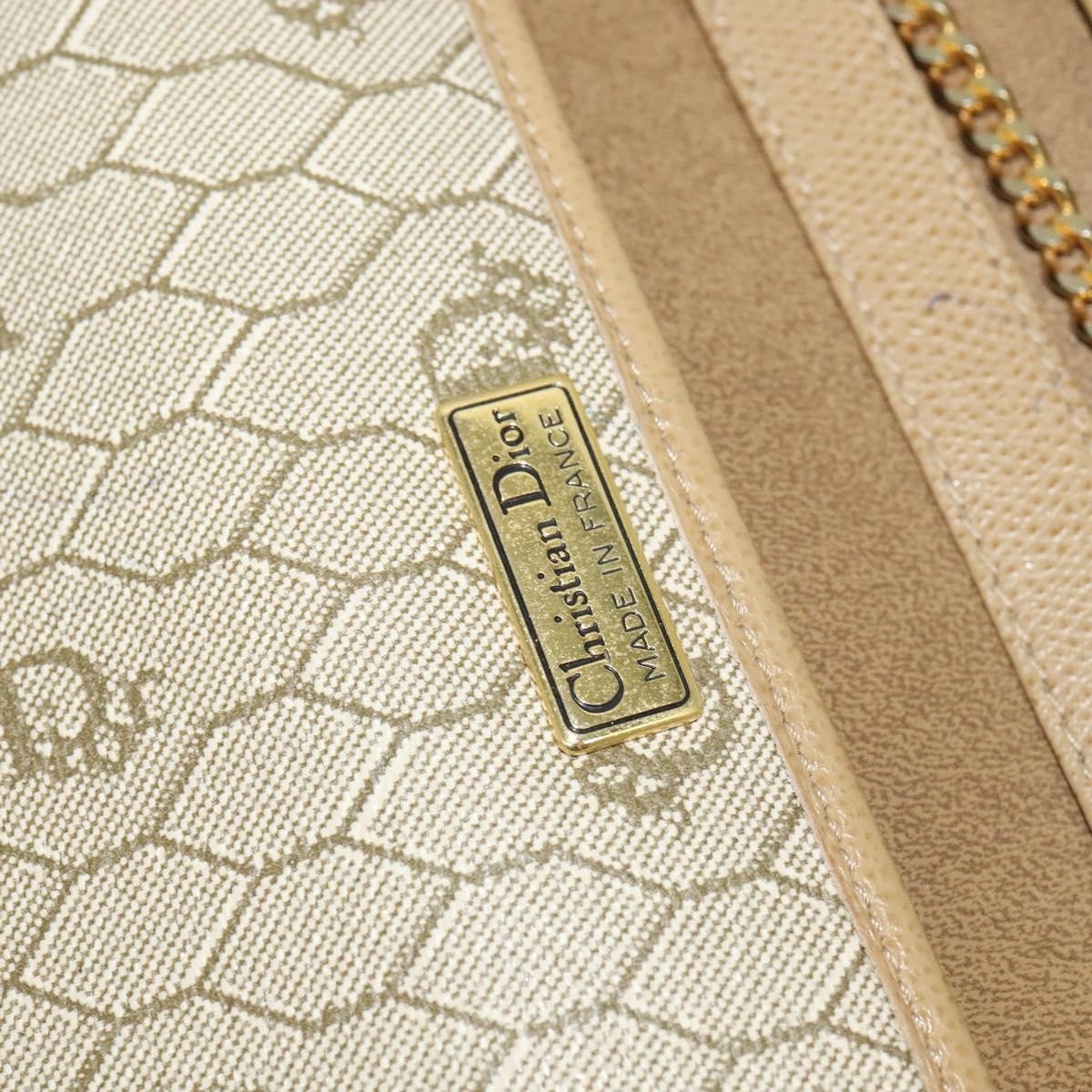 Christian Dior Vintage Chain Flap Shoulder Bag Leather, BEIGE, LEATHER, Shoulder bag
