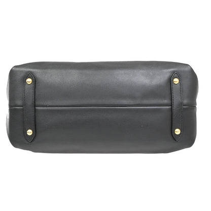 Salvatore Ferragamo Double Gancini Side Buckle Tote Leather, BLACK, LEATHER, Tote bag