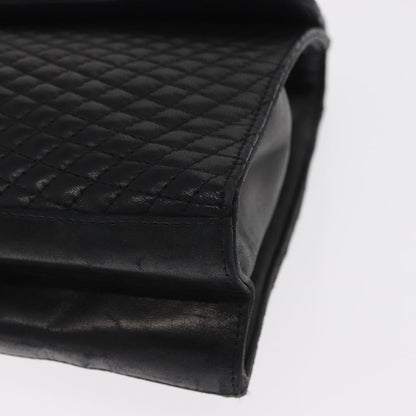 Bally Vintage Handbag Quilted Leather, BLACK, LEATHER, Handbag