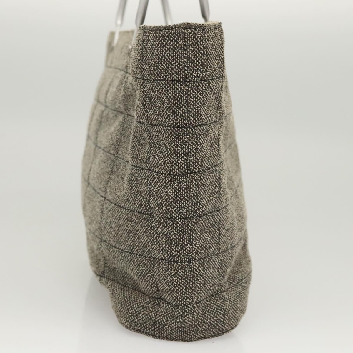Chanel Vintage Chocolate Bar Tote Quilted Canvas, GRAY, CANVAS, Tote bag