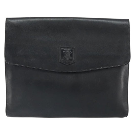 Celine Clutch Bag Leather, BLACK, LEATHER, Clutche & pouche