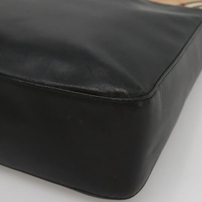 Burberry Nova Check Tote Canvas and Leather, BLACK, LEATHER, Tote bag