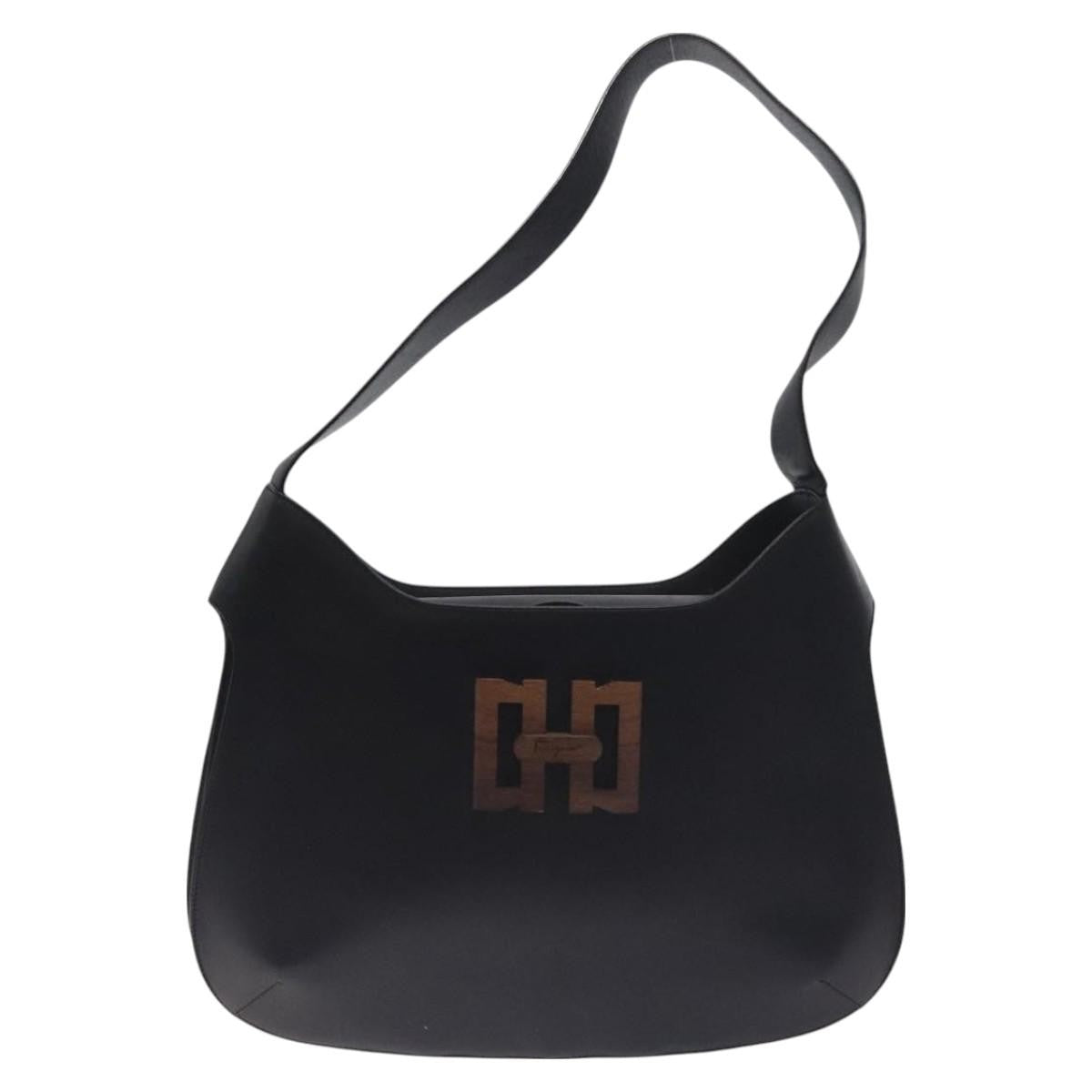 Salvatore Ferragamo Vintage Shoulder Bag Leather, BLACK, LEATHER, Shoulder bag