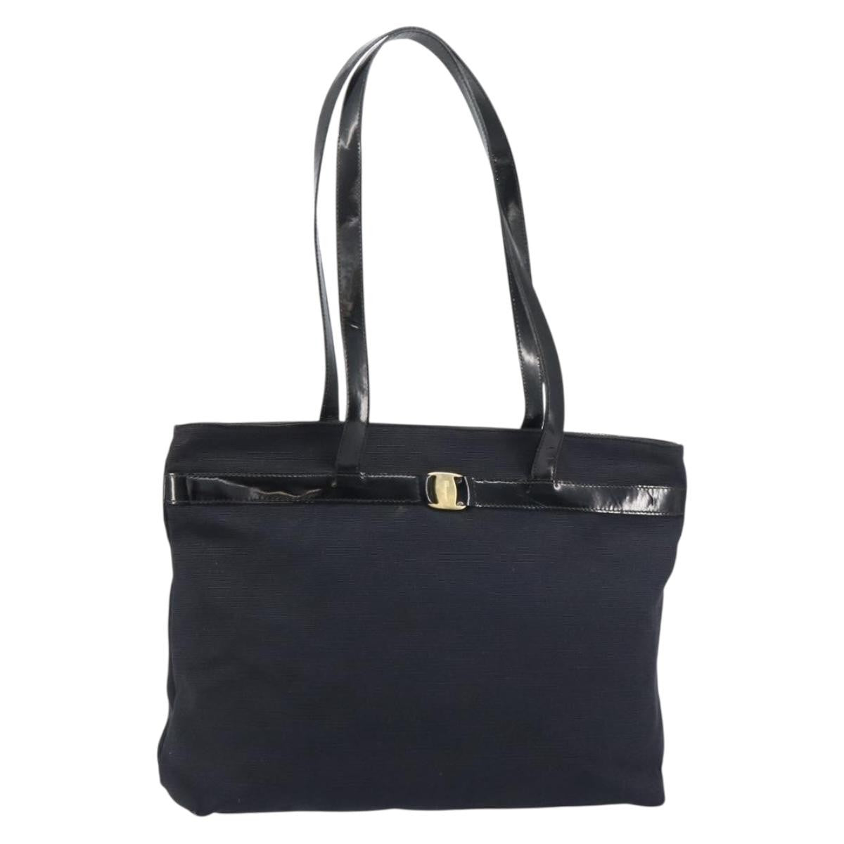 Salvatore Ferragamo Vala tote Canvas, BLACK, CANVAS, Tote bag
