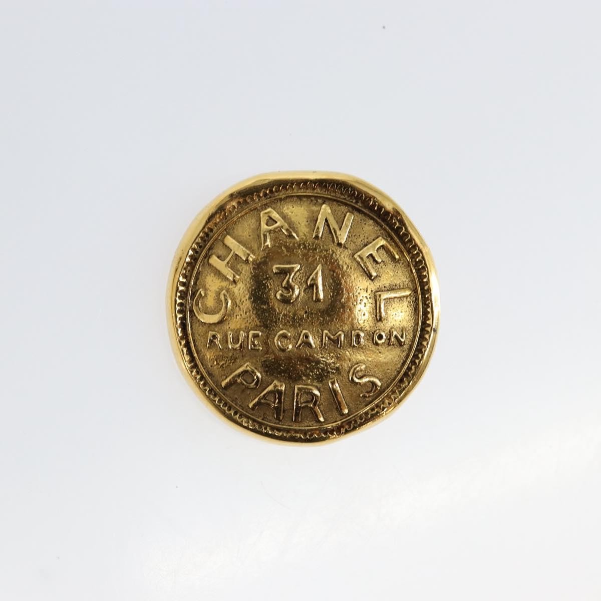 Chanel Vintage 31 Rue Cambon Round Brooch Metal, GOLD, METAL, Brooch