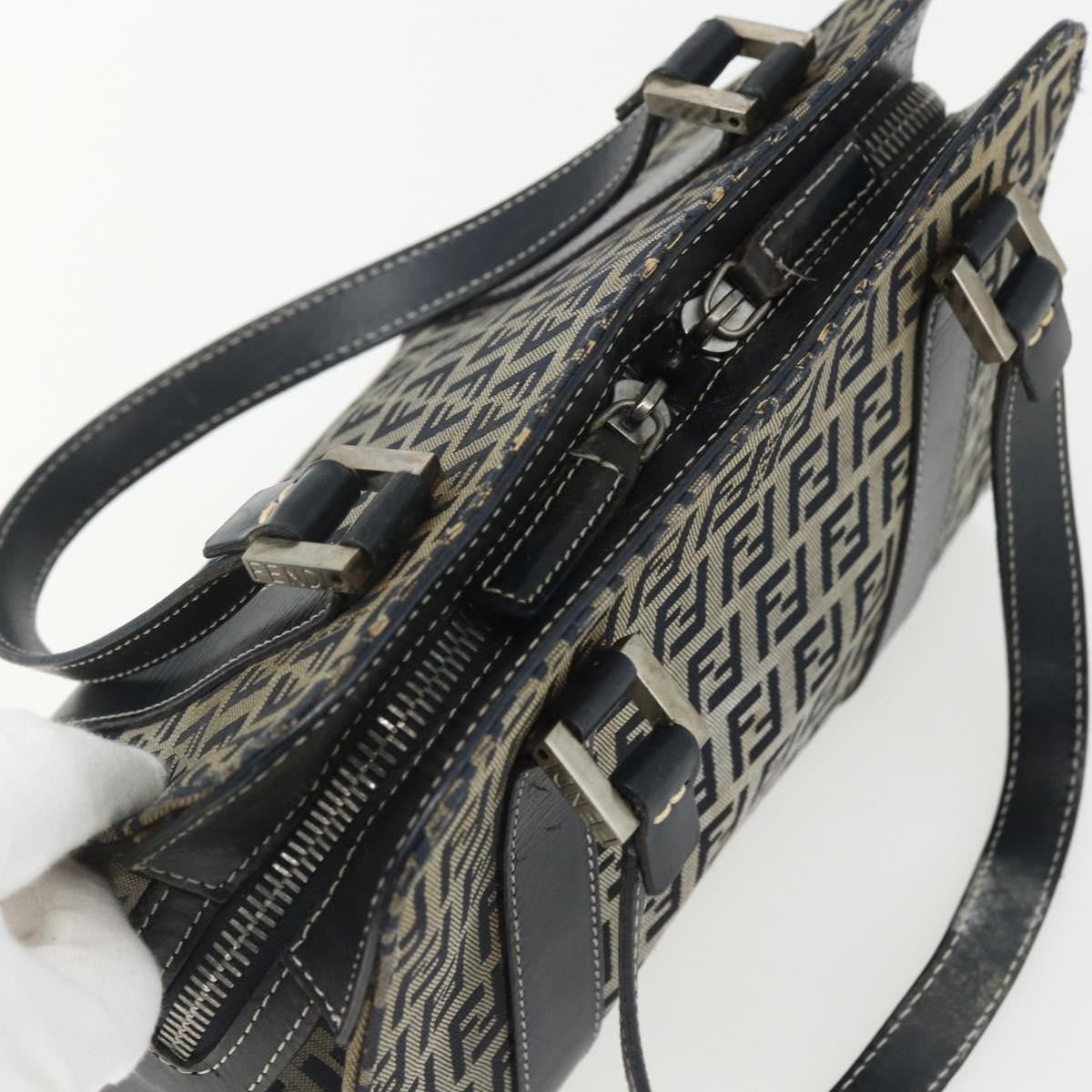 Fendi Vintage Satchel Zucchino Canvas, NAVY, CANVAS, Handbag