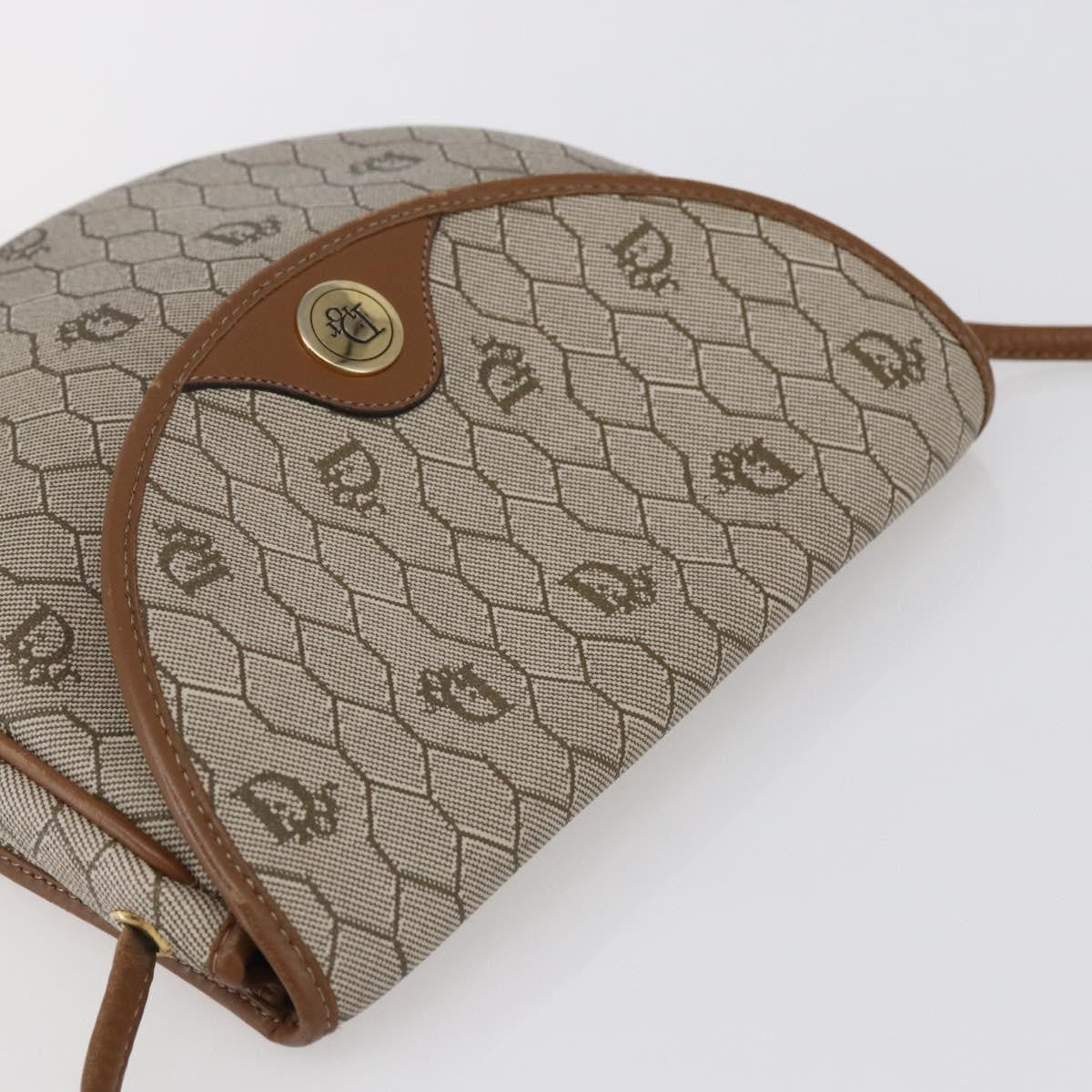 Christian Dior Vintage Honeycomb Flap Crossbody Bag Coated Canvas, BEIGE, CANVAS, Shoulder bag