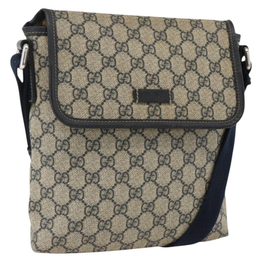 Gucci Flap Messenger GG Coated Canvas, Navy, Canvas, Shoulder Bag