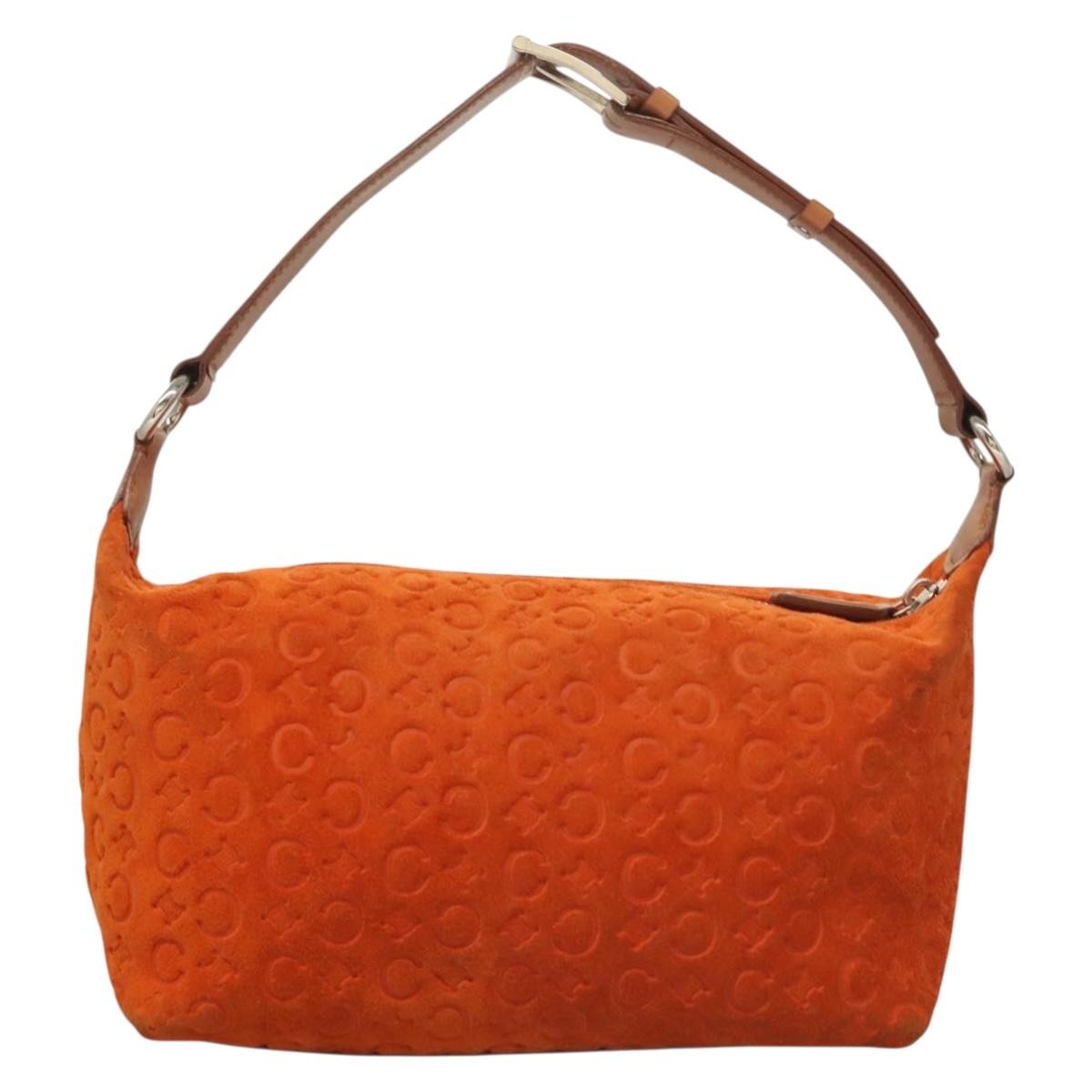 Celine C Macadam Handbag Suede, ORANGE, SUEDE, Handbag