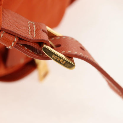 Prada Vela Double Front Pocket Backpack Tessuto with Saffiano Leather, ORANGE, NYLON, Backpack