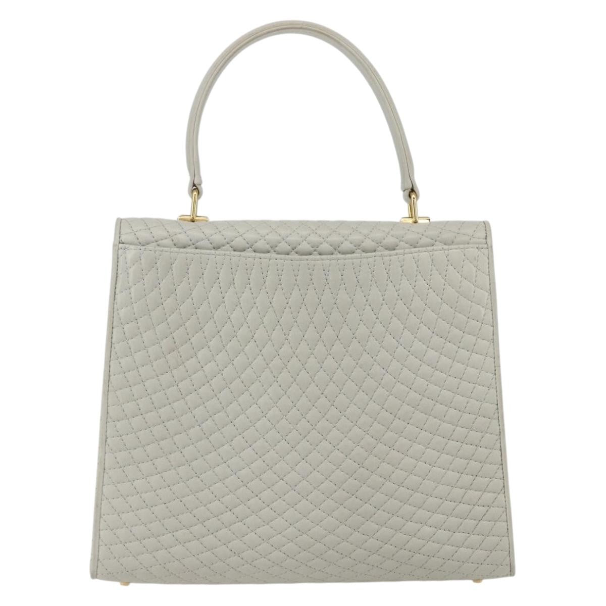 Bally Vintage Handbag Quilted Leather, WHITE, LEATHER, Handbag