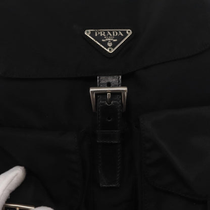 Prada Double Front Pocket Backpack Tessuto, BLACK, NYLON, Backpack