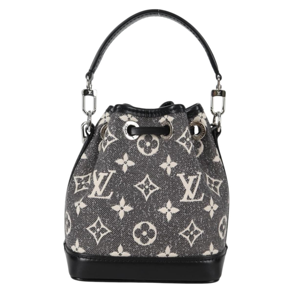 Louis Vuitton Noe NM Handbag Monogram Jacquard Denim, BLACK, CANVAS, Shoulder bag
