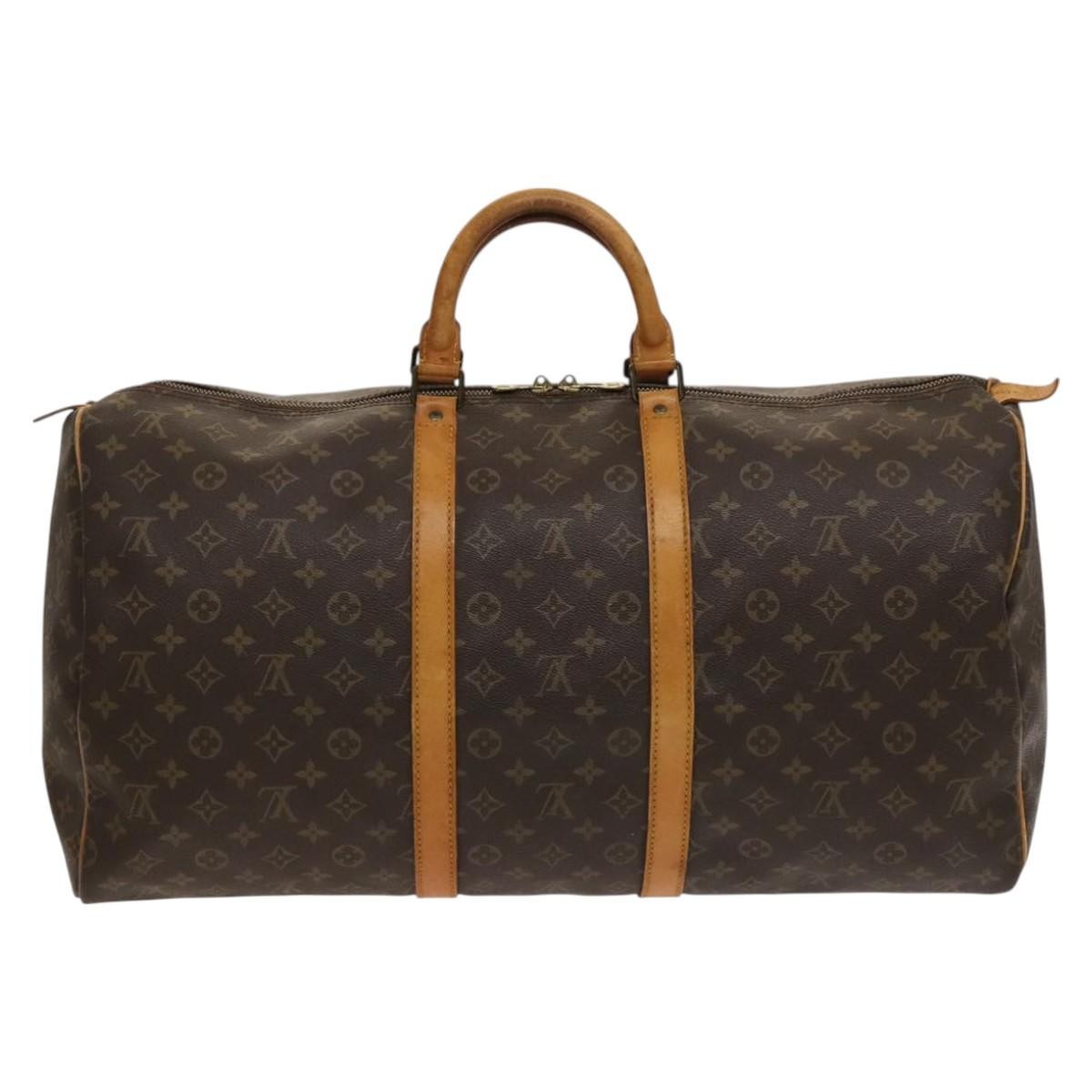 Louis Vuitton Keepall Bag Monogram Canvas, BROWN, CANVAS, Travel bag