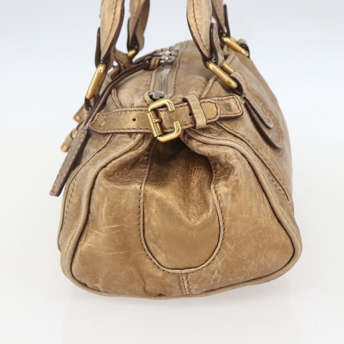 Chloe Pure Paddington Satchel Leather, GOLD, LEATHER, Handbag