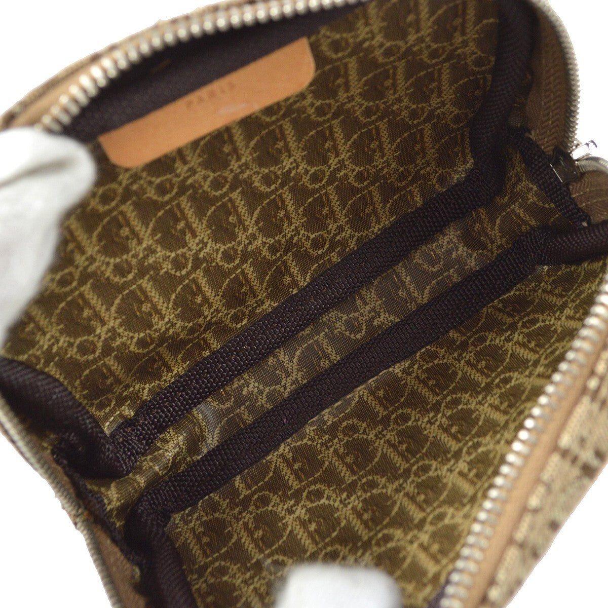 Christian Dior Vintage Trotter Pouch Canvas, BEIGE, CANVAS, Clutche & pouche