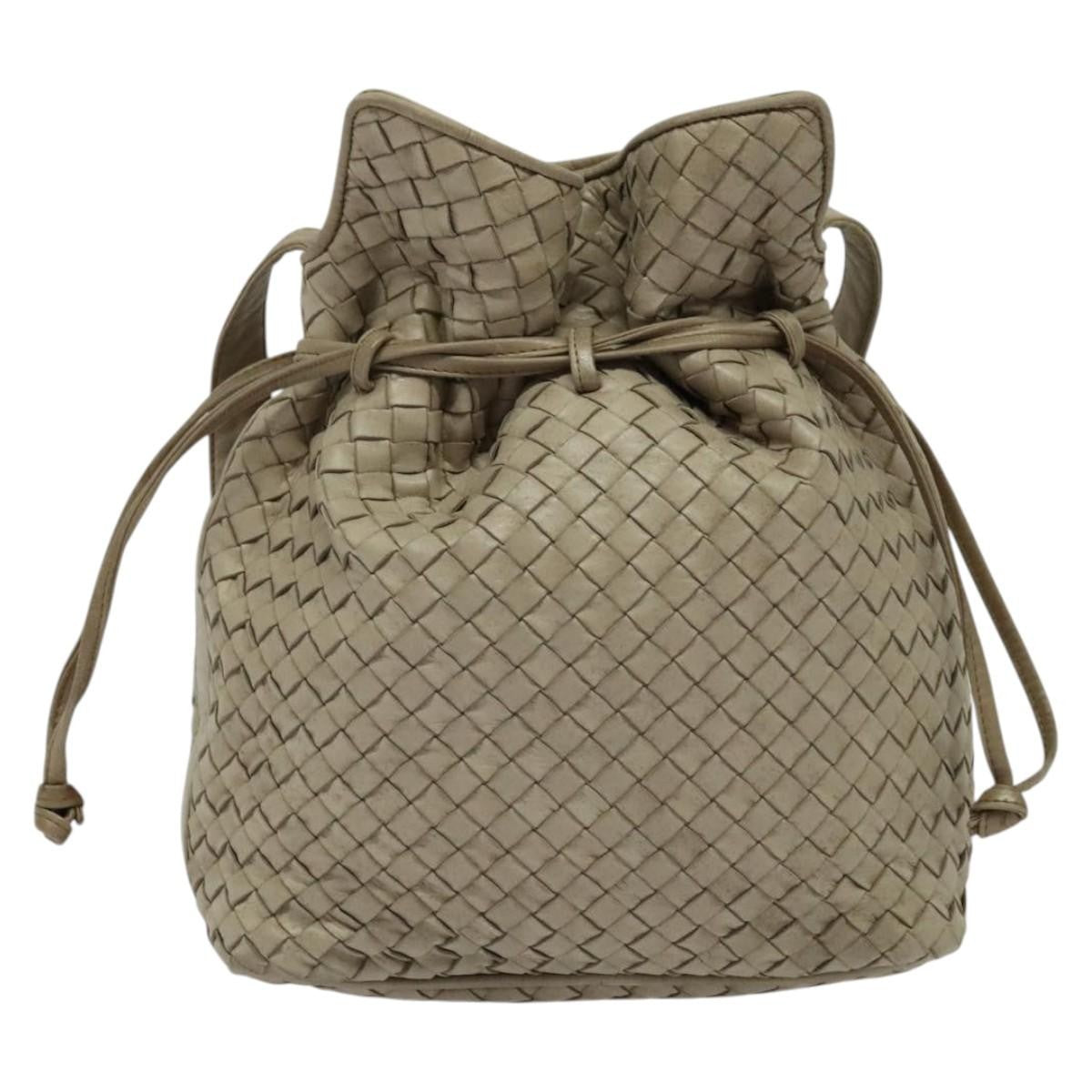 Bottega Veneta Drawstring Shoulder Bag Intrecciato Nappa, BEIGE, LEATHER, Shoulder bag