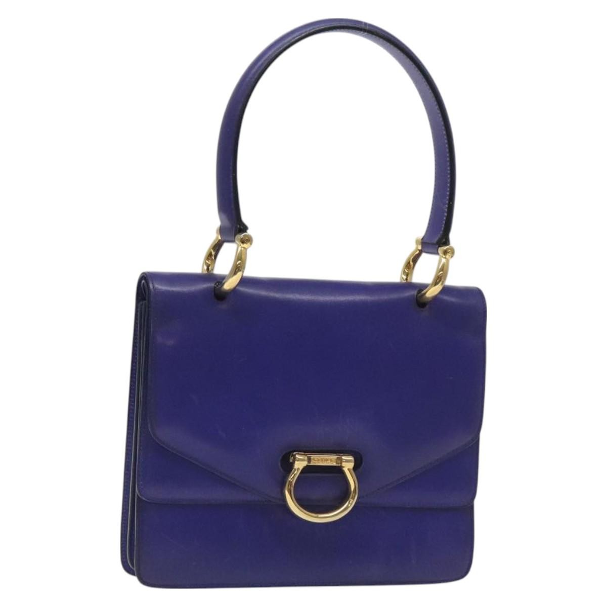 Celine Gancini Handbag Leather, PURPLE, LEATHER, Handbag