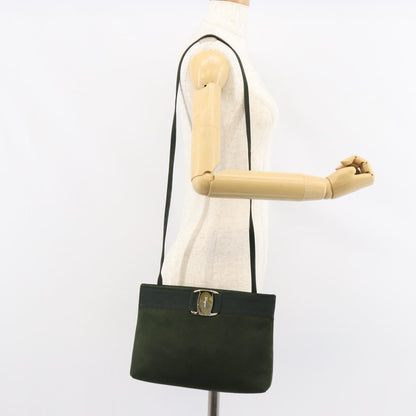 Salvatore Ferragamo Vala Shoulder Bag Suede, KHAKI, SUEDE, Shoulder bag