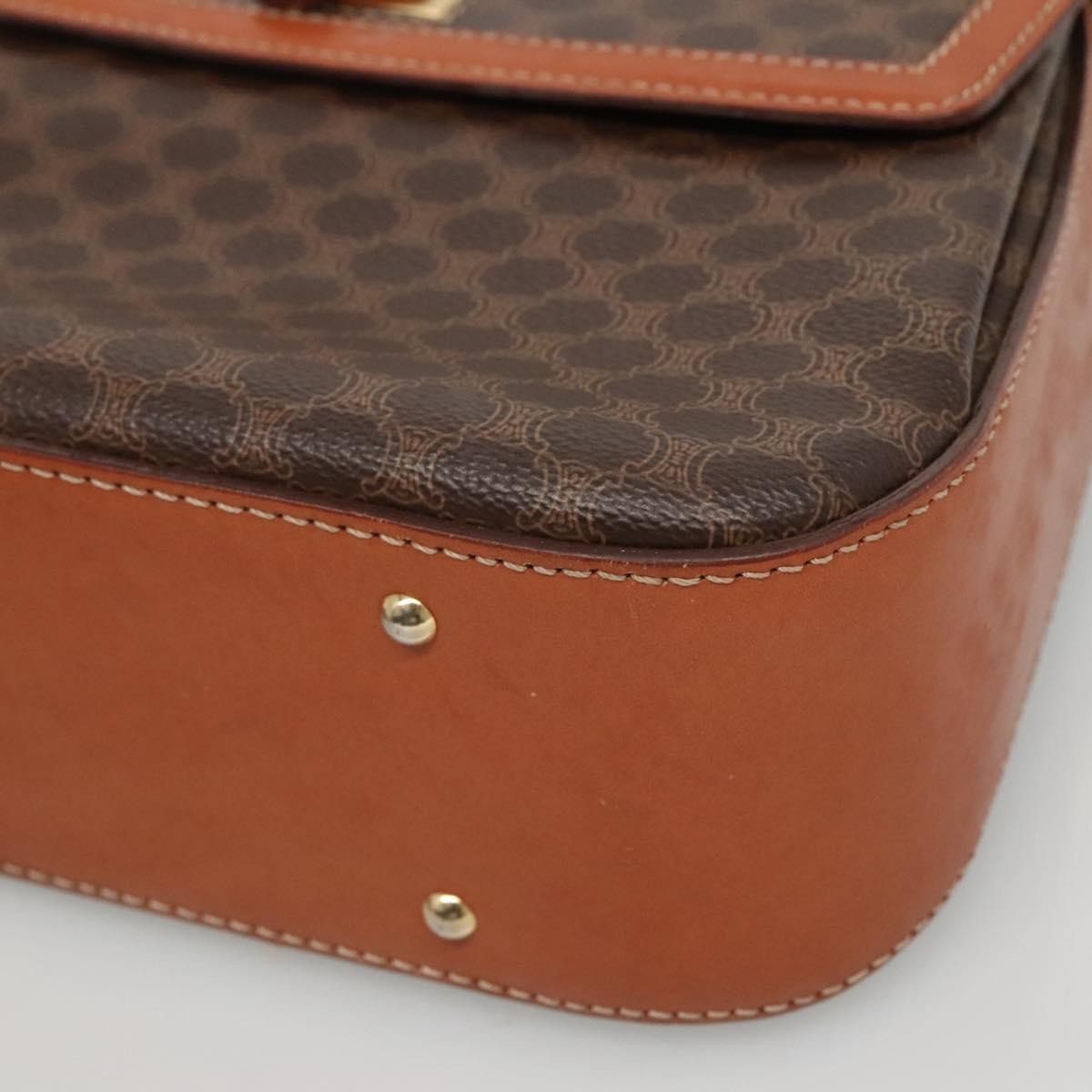 Celine Vintage Convertible Top Handle Bag Macadam Coated Canvas, BROWN, CANVAS, Handbag