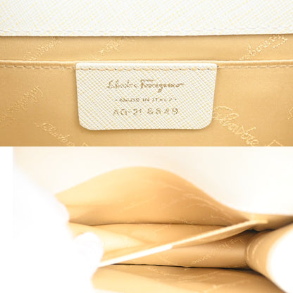 Salvatore Ferragamo Gancini Shoulder Bag Leather, WHITE, LEATHER, Shoulder bag