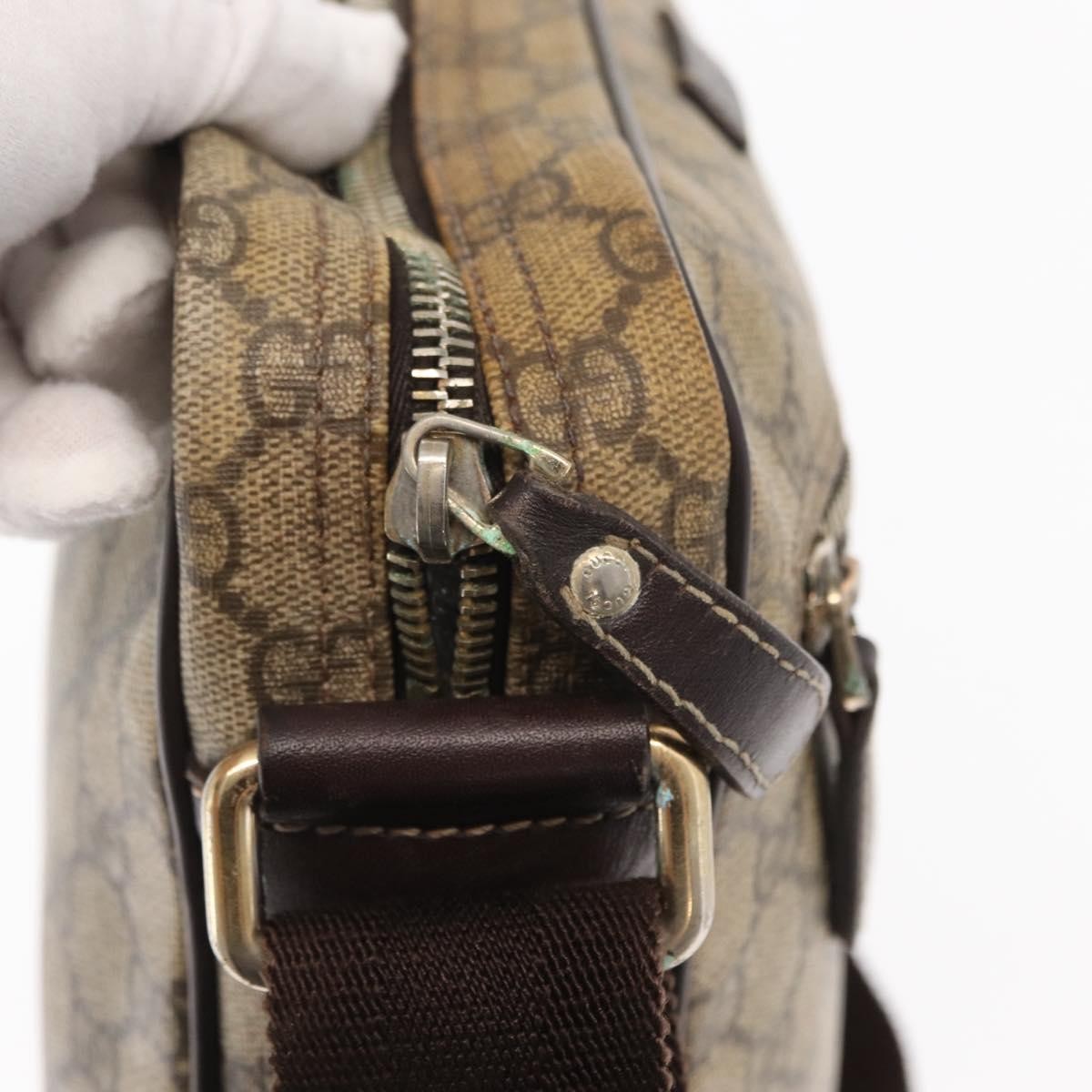 Gucci Front Zip Messenger GG Coated Canvas, BEIGE, CANVAS, Shoulder bag