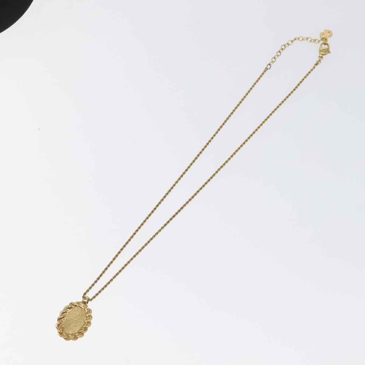 Christian Dior Vintage Logo Round Pendant Necklace Metal, GOLD, METAL, Necklace