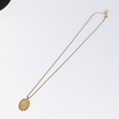 Christian Dior Vintage Logo Round Pendant Necklace Metal, GOLD, METAL, Necklace