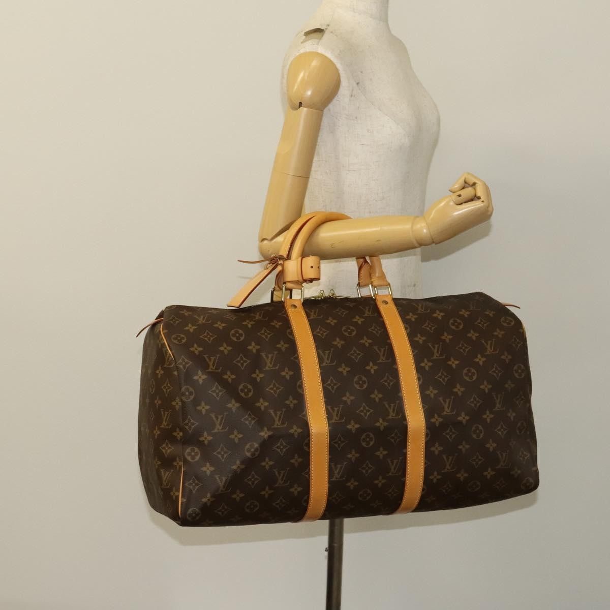 Louis Vuitton Keepall Bag Monogram Canvas, BROWN, CANVAS, Travel bag