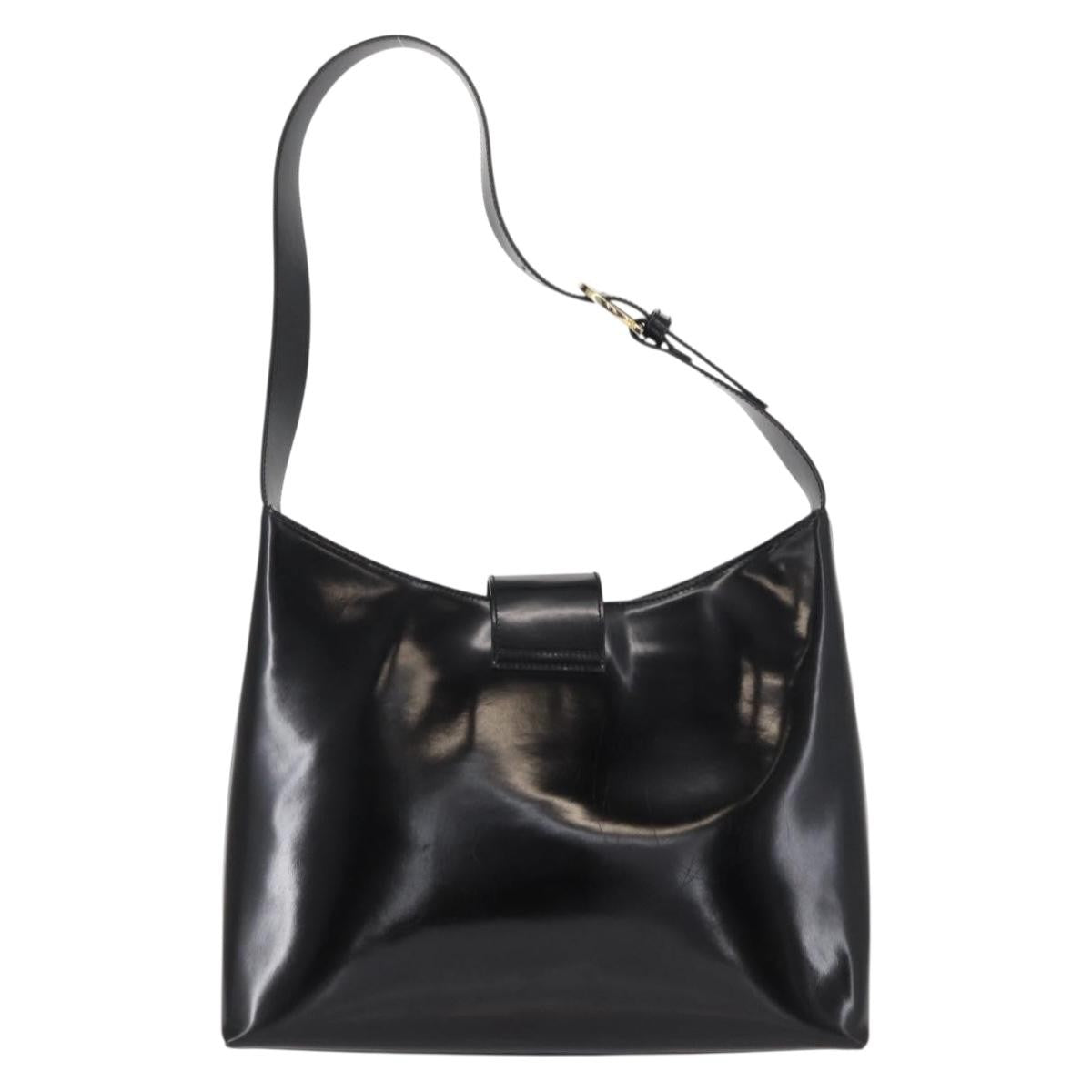 Salvatore Ferragamo Gancini Shoulder Bag Leather, BLACK, LEATHER, Shoulder bag