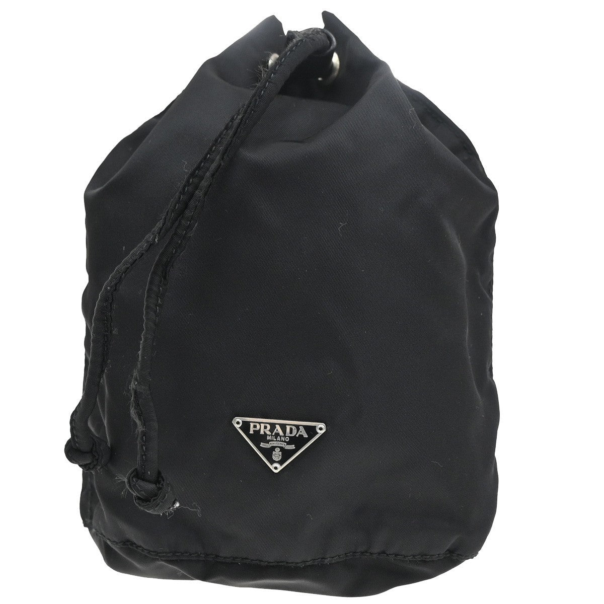 Prada Drawstring Wristlet Bucket Bag Tessuto, BLACK, NYLON, Handbag