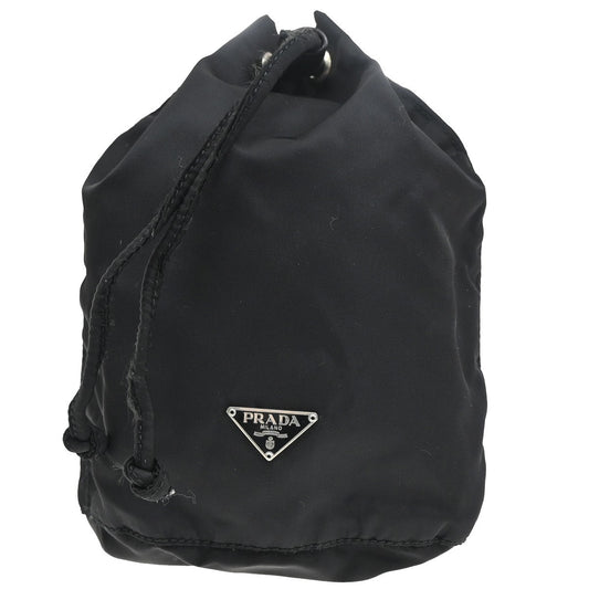 Prada Drawstring Wristlet Bucket Bag Tessuto, BLACK, NYLON, Handbag