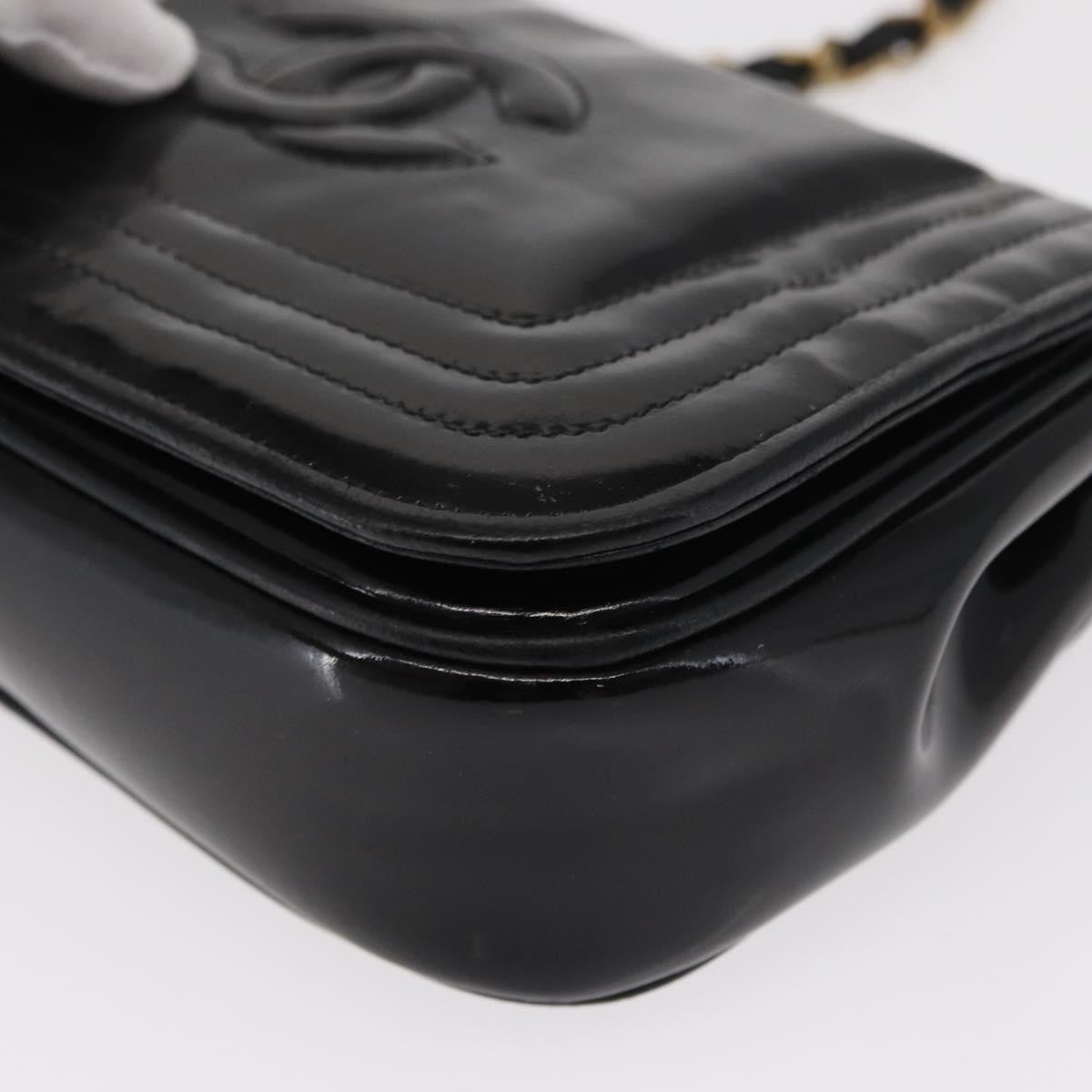 Chanel Vintage CC Stitch Flap Bag Patent, BLACK, PATENT_LEATHER, Shoulder bag