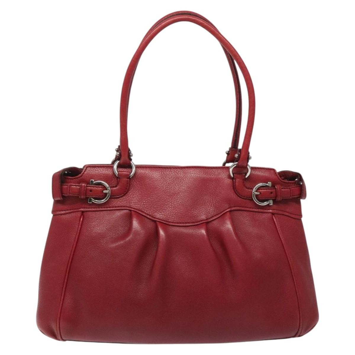 Salvatore Ferragamo Gancini handbag Leather, RED, LEATHER, Handbag