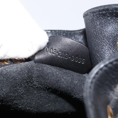 Gucci Vintage Bamboo Sling Backpack Leather, BLACK, LEATHER, Shoulder bag