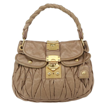 Miu Miu Coffer Convertible Hobo Matelasse Leather, BEIGE, LEATHER, Handbag